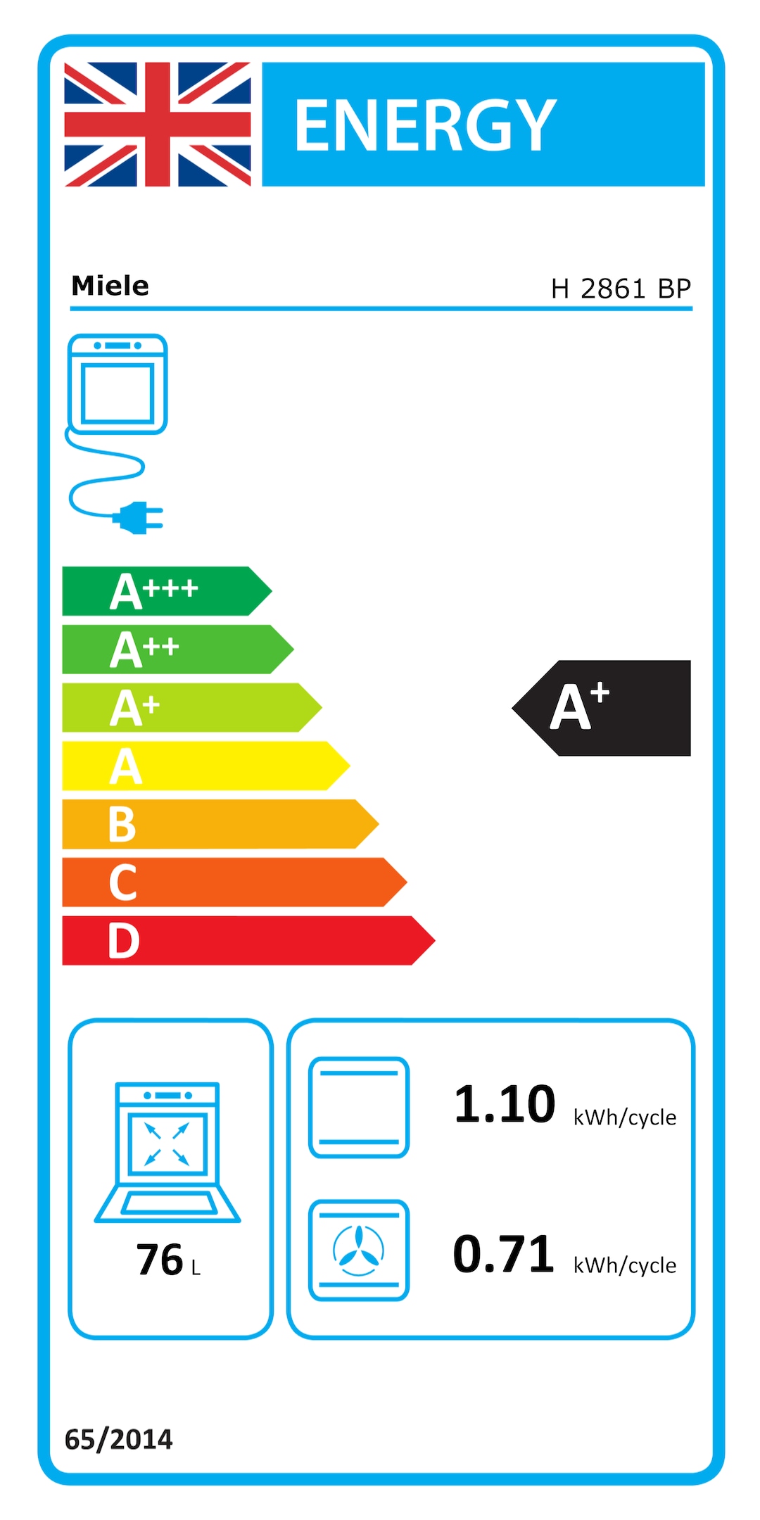 Energy label H 2861 BP Stainless steel/Clean Steel