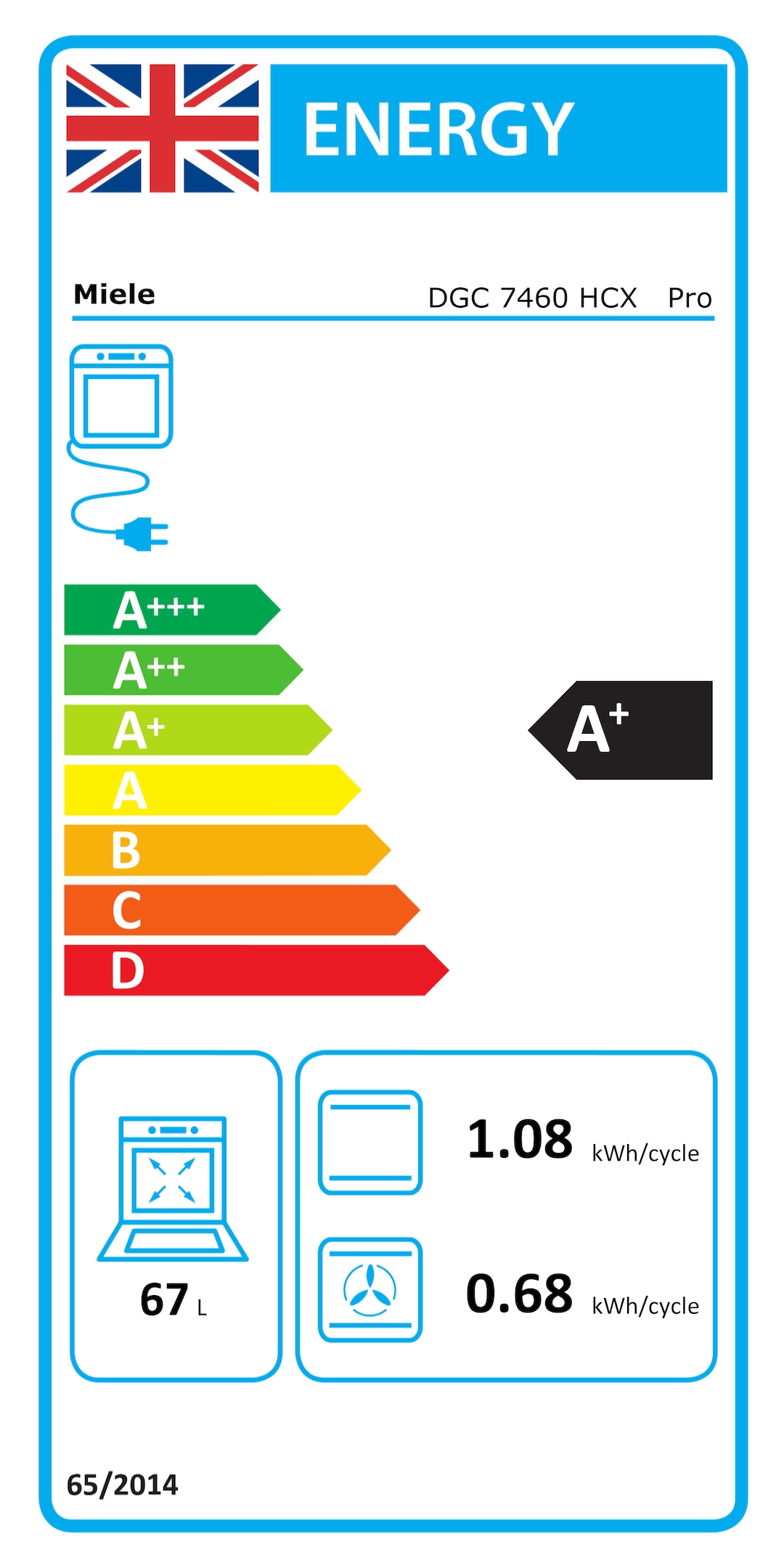 Energy label DGC 7460 HCX Pro Pearl beige